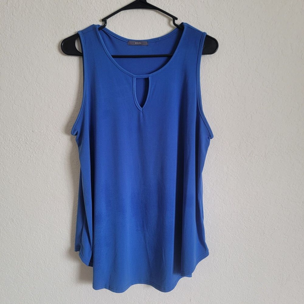 Women's L Gyft Deep Sea Blue Keyhole Sleeveless Blouse